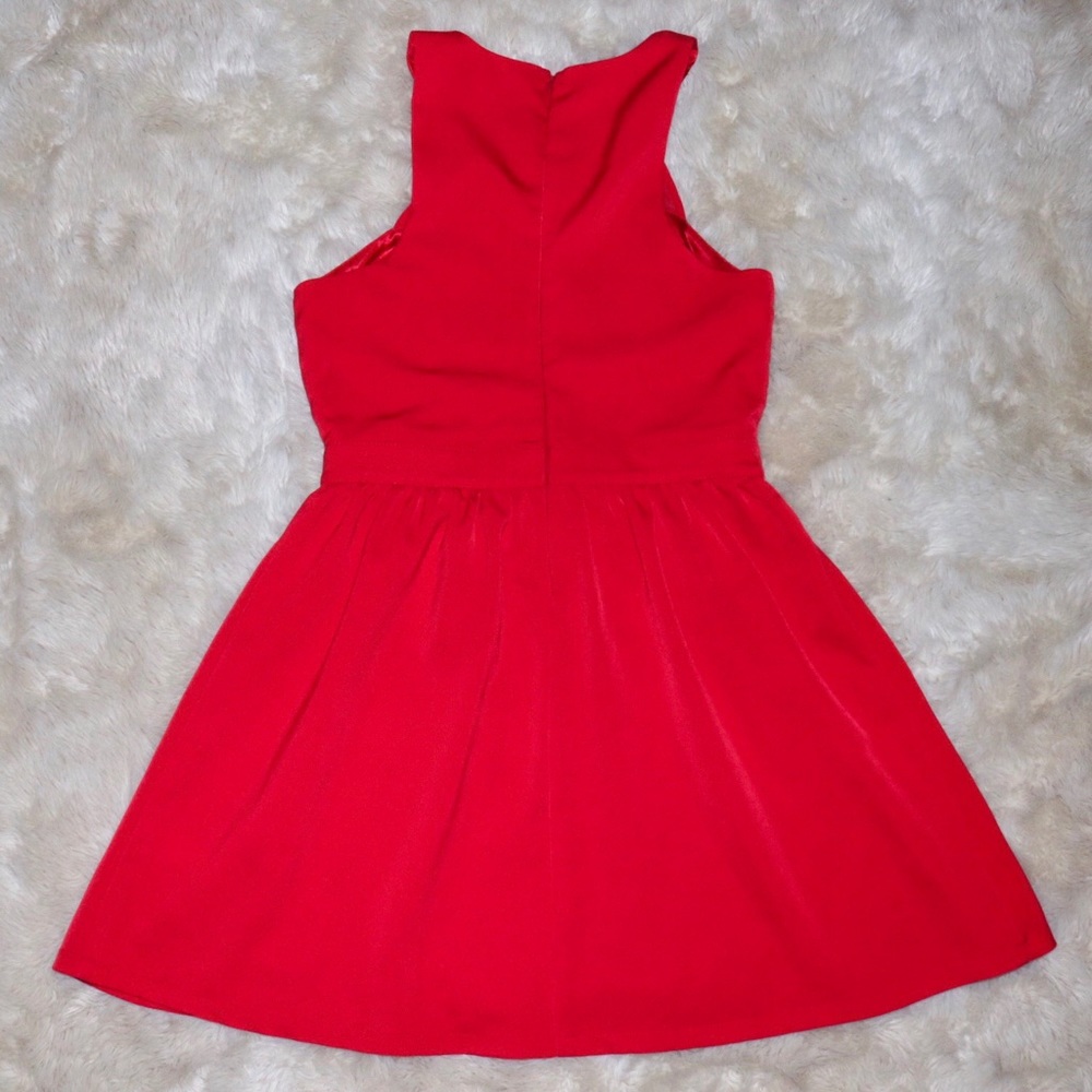 TOBI; DO & BE Red Fit & Flare Dress with Cut-Outs - Picture 4 of 5